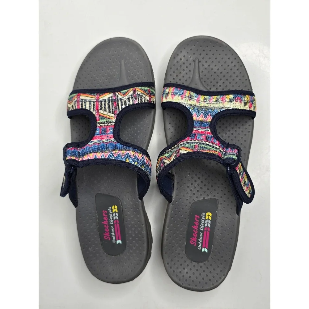 Skechers Sandals Womens 10 Reggae Sequence Slide T Strap Slip On Casual 41115